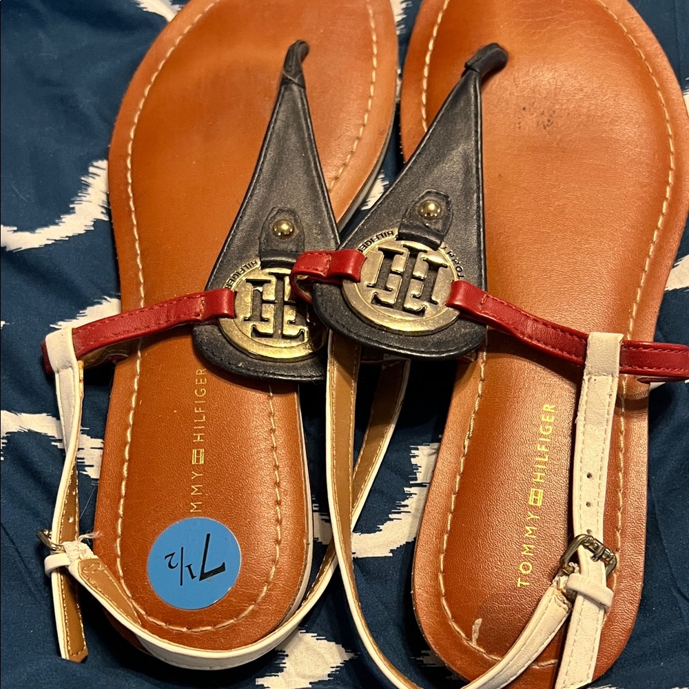 Tommy Hilfiger Red and Brown Sandals